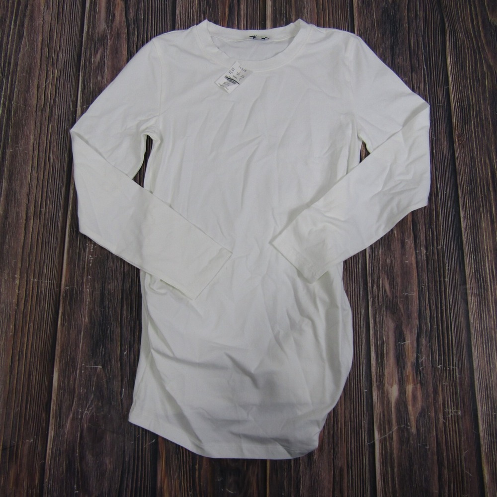 J Crew NEW NWT Womens Small Long Sleeve Crewneck Maternity Tee T Shirt White - Picture 3 of 7